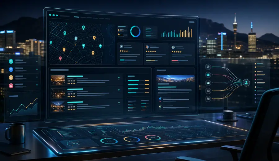 Audit dashboard showing local map coverage, review proof, and lead path signals